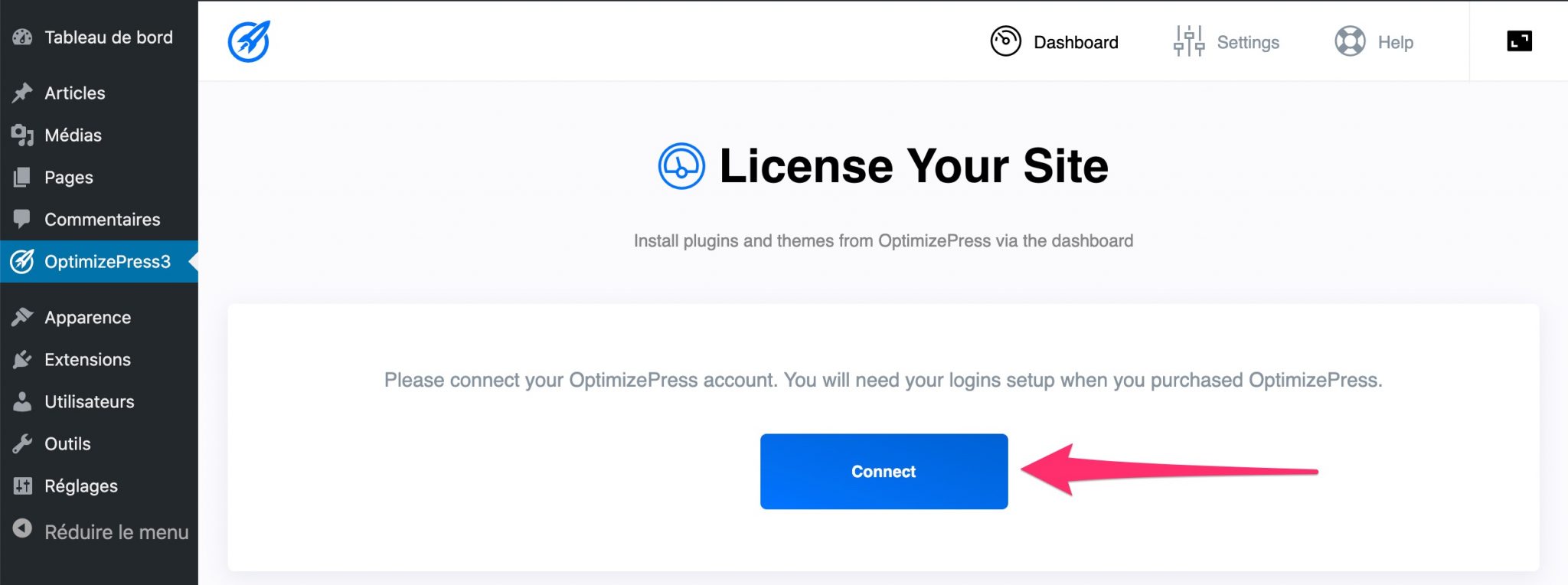 Connecter votre site à OptimizePress
