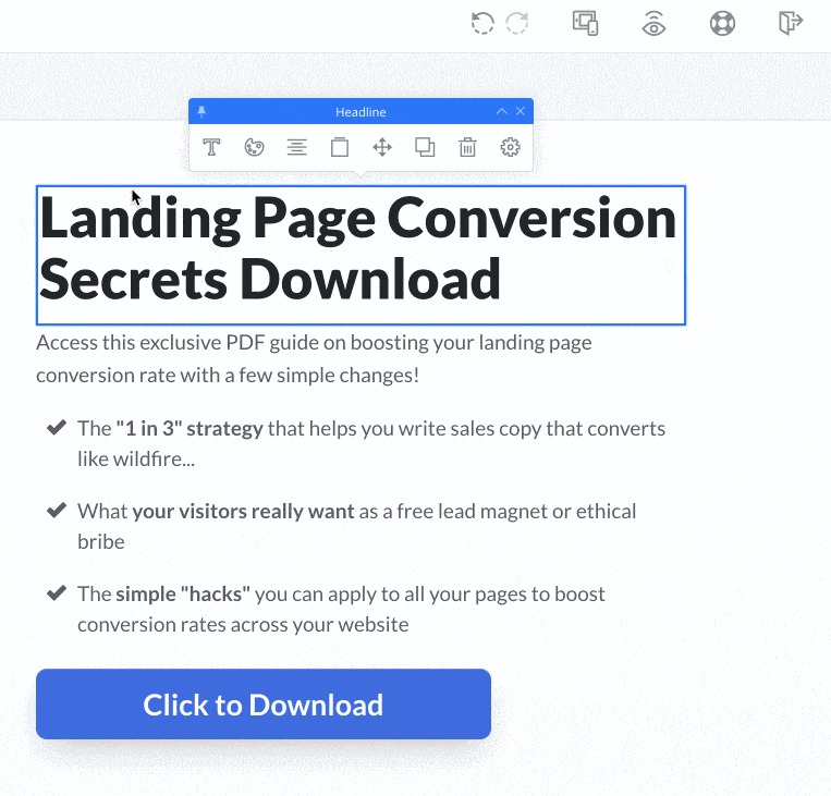 Edition d'un titre en temps réel sur OptimizePress