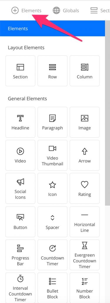 Les éléments sur OptimizeBuilder
