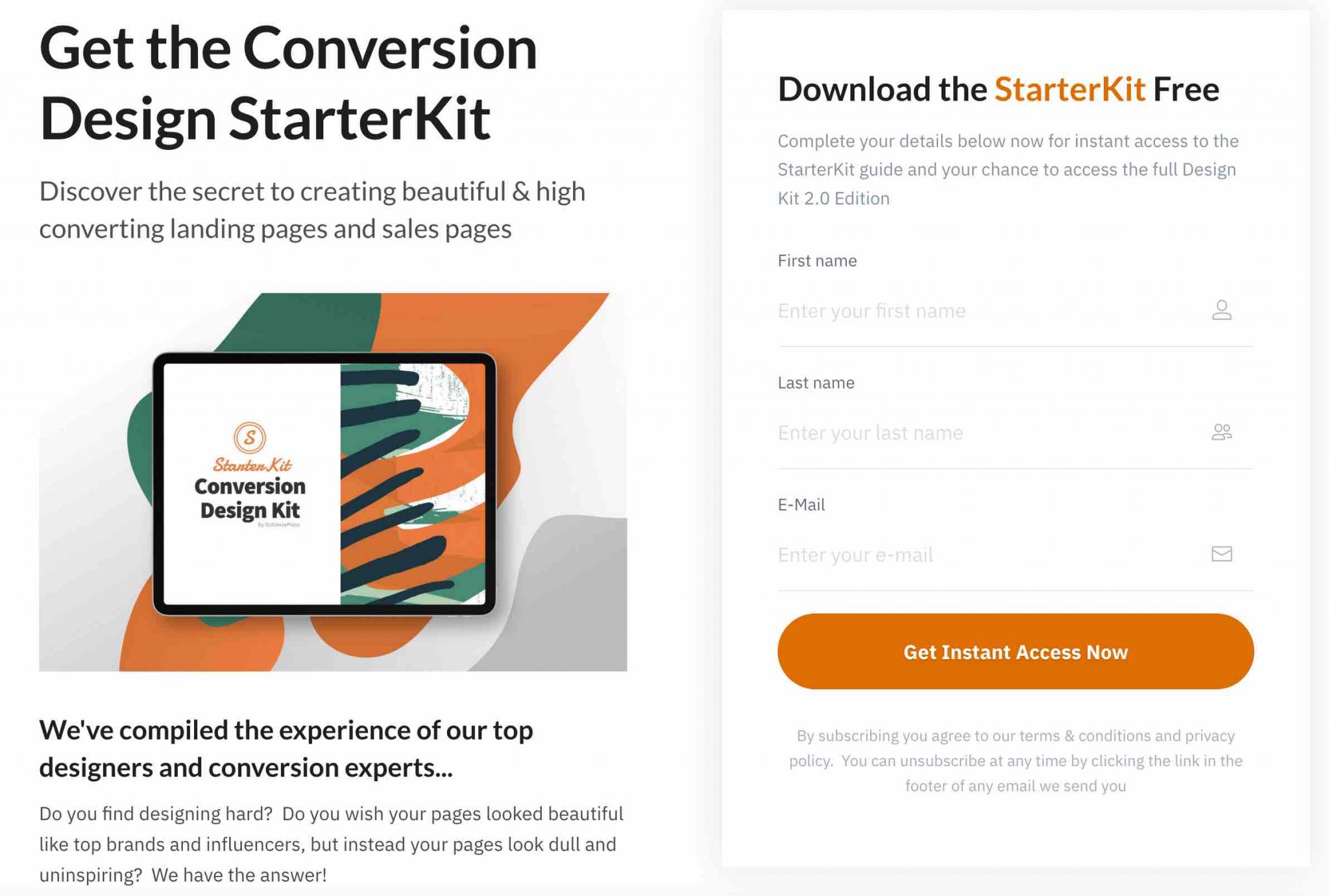 Un exemple de landing page d'OptimizePress
