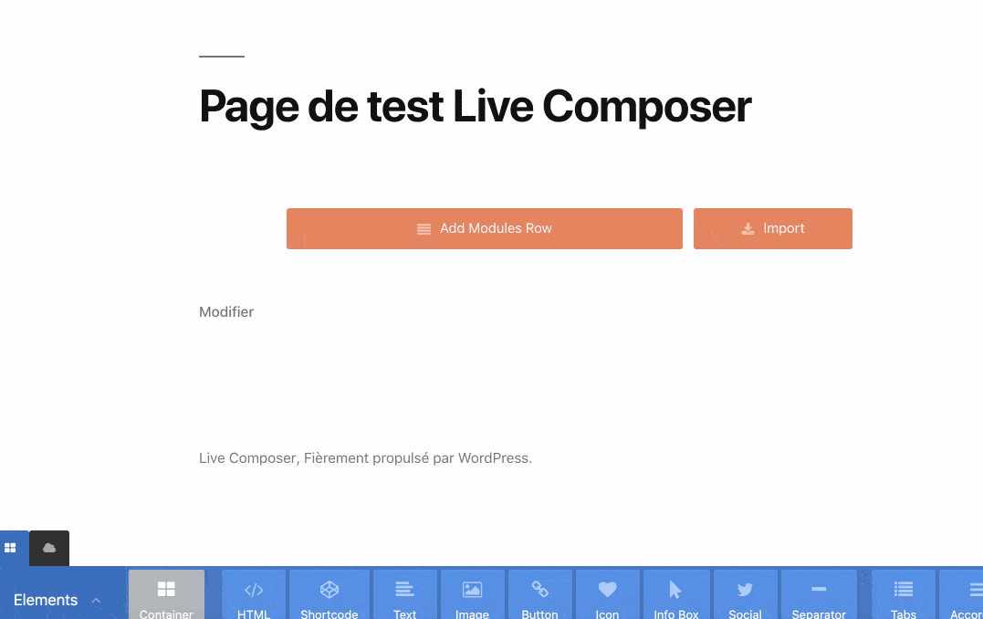 Page de test Live Composer
