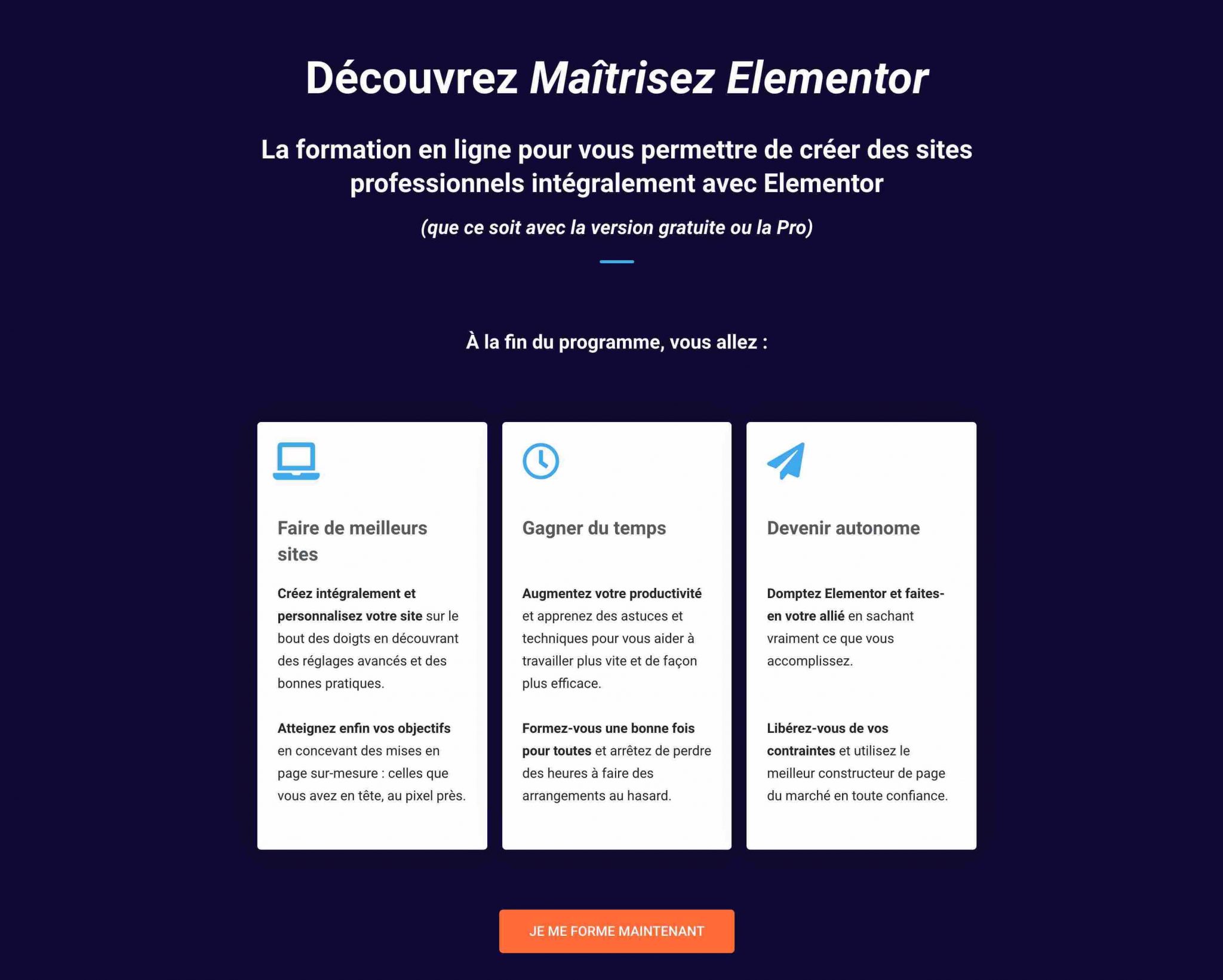 Une partie d'une page de vente