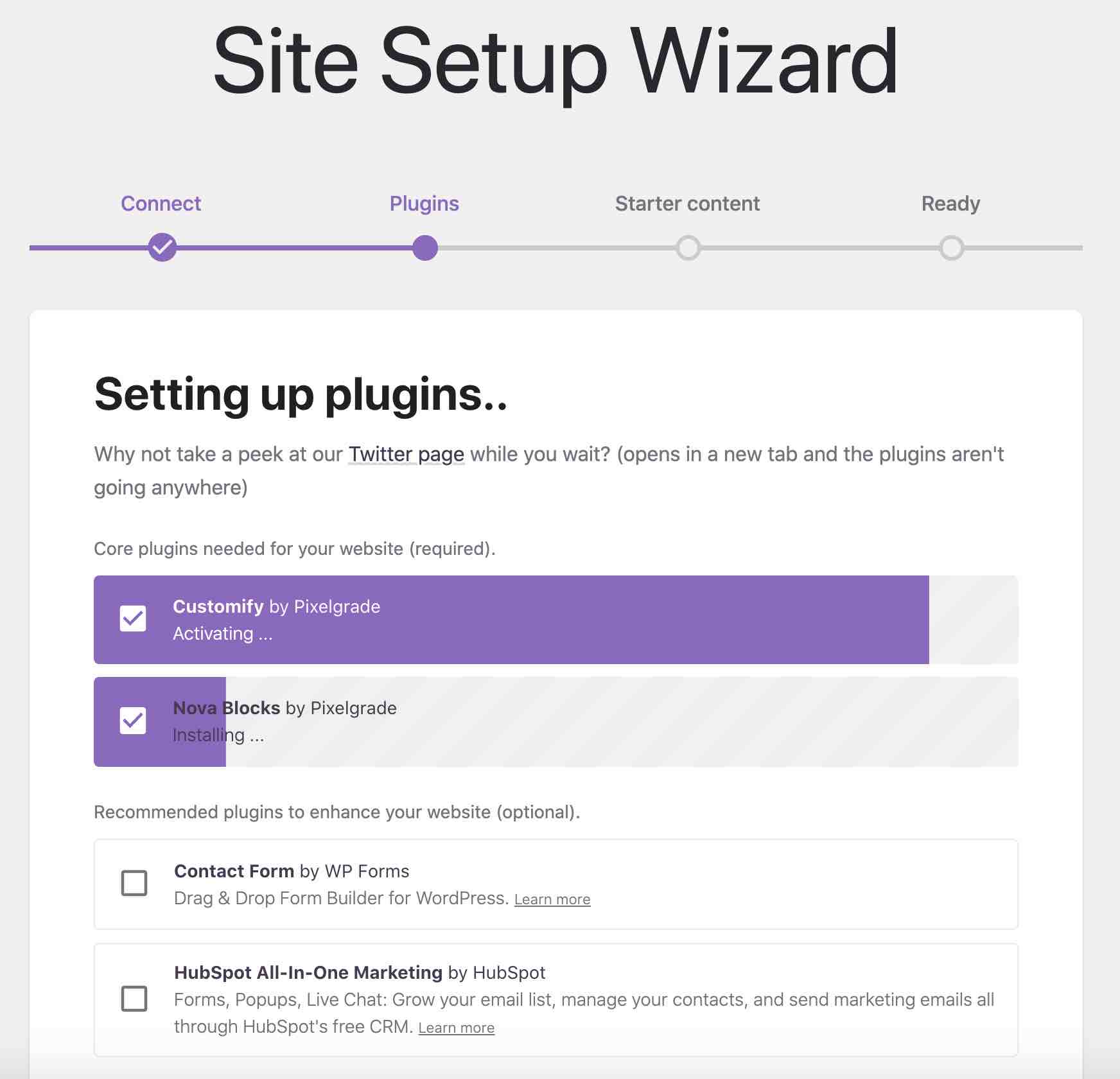 Site Setup Wizard