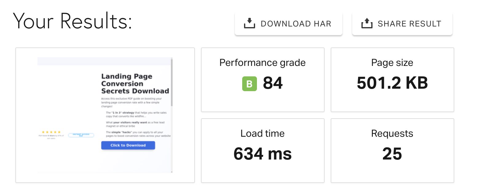 Temps de chargement d'OptimizePress