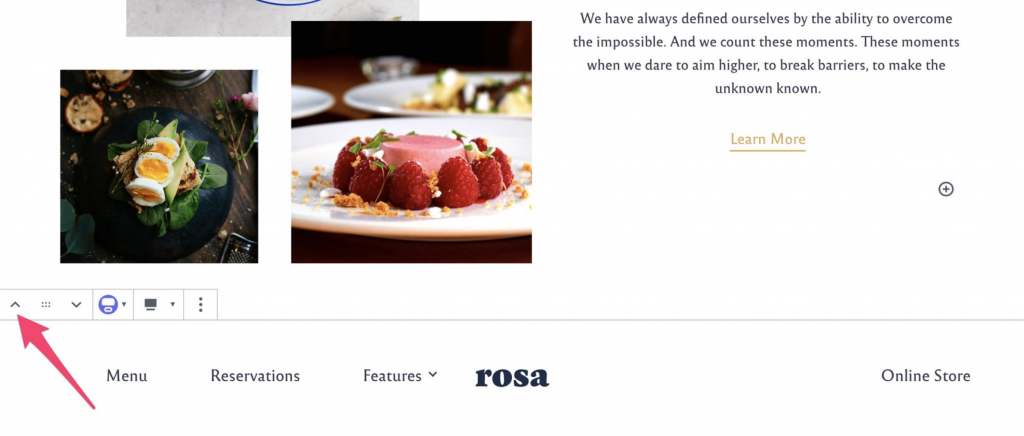 Reposition arrow on Gutenberg
