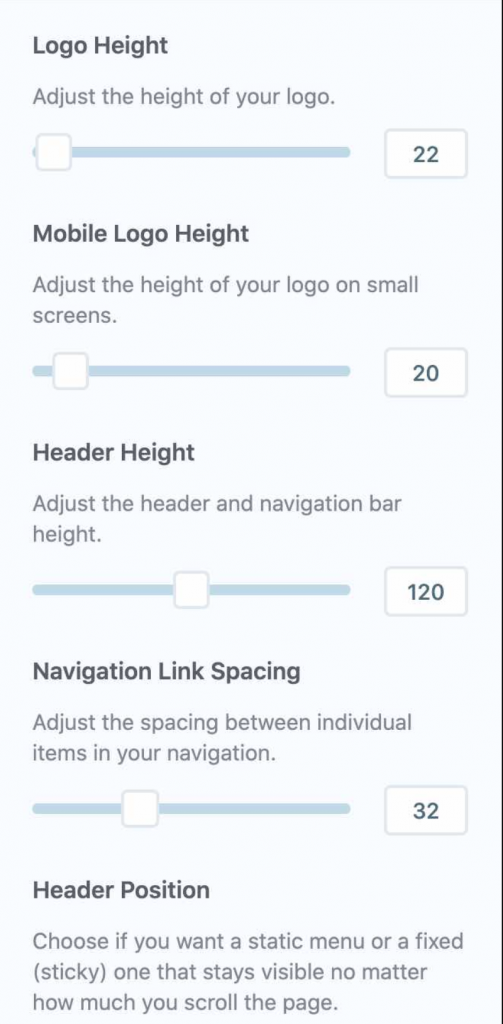 Rosa2 header settings
