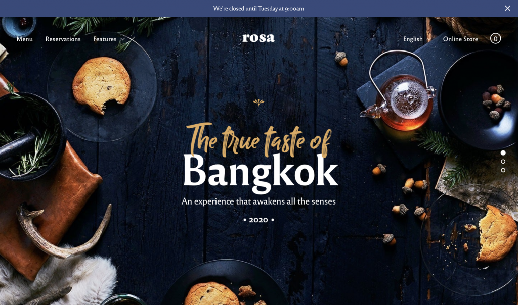 Rosa 2 theme homepage