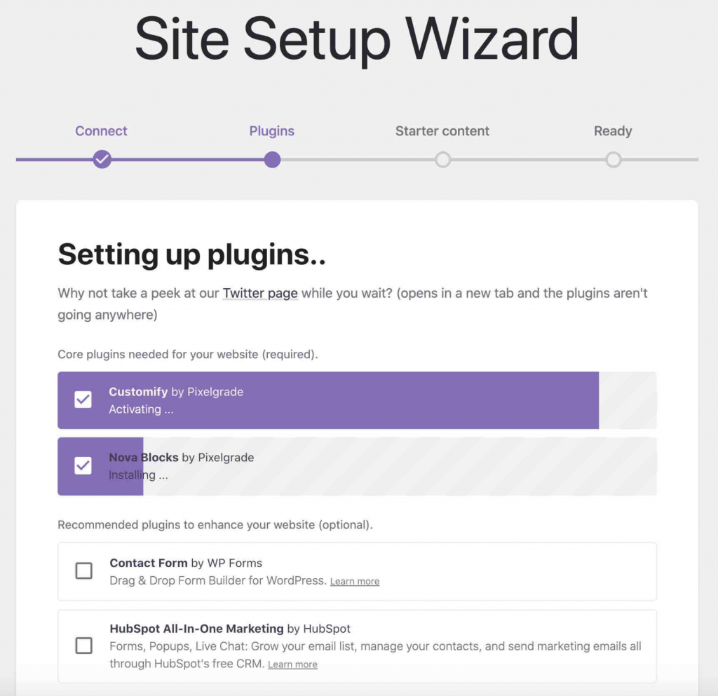 Preview of the Rosa2 site setup wizard