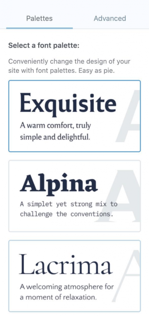Fonts settings in the Style Manager submenu of Rosa2 theme