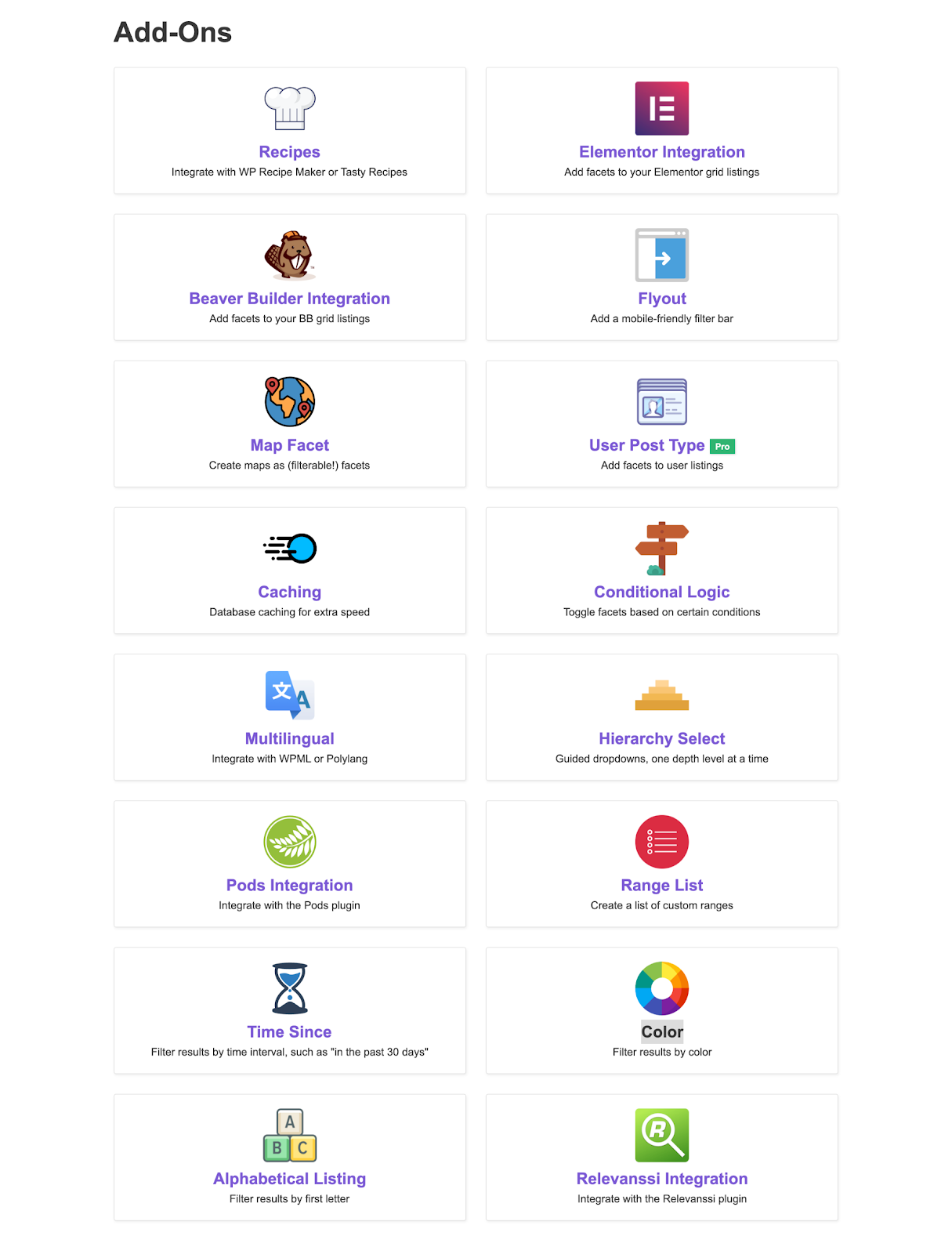 Les Addons de FacetWP