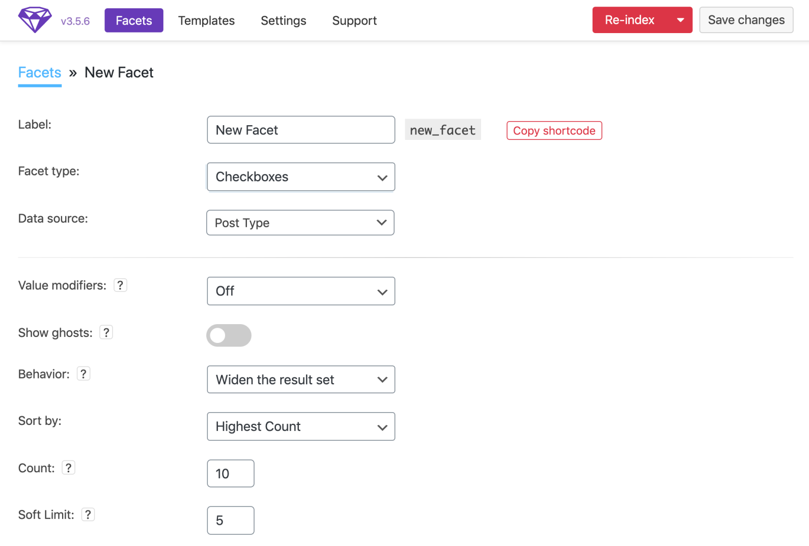 Création de facette sur FacetWP