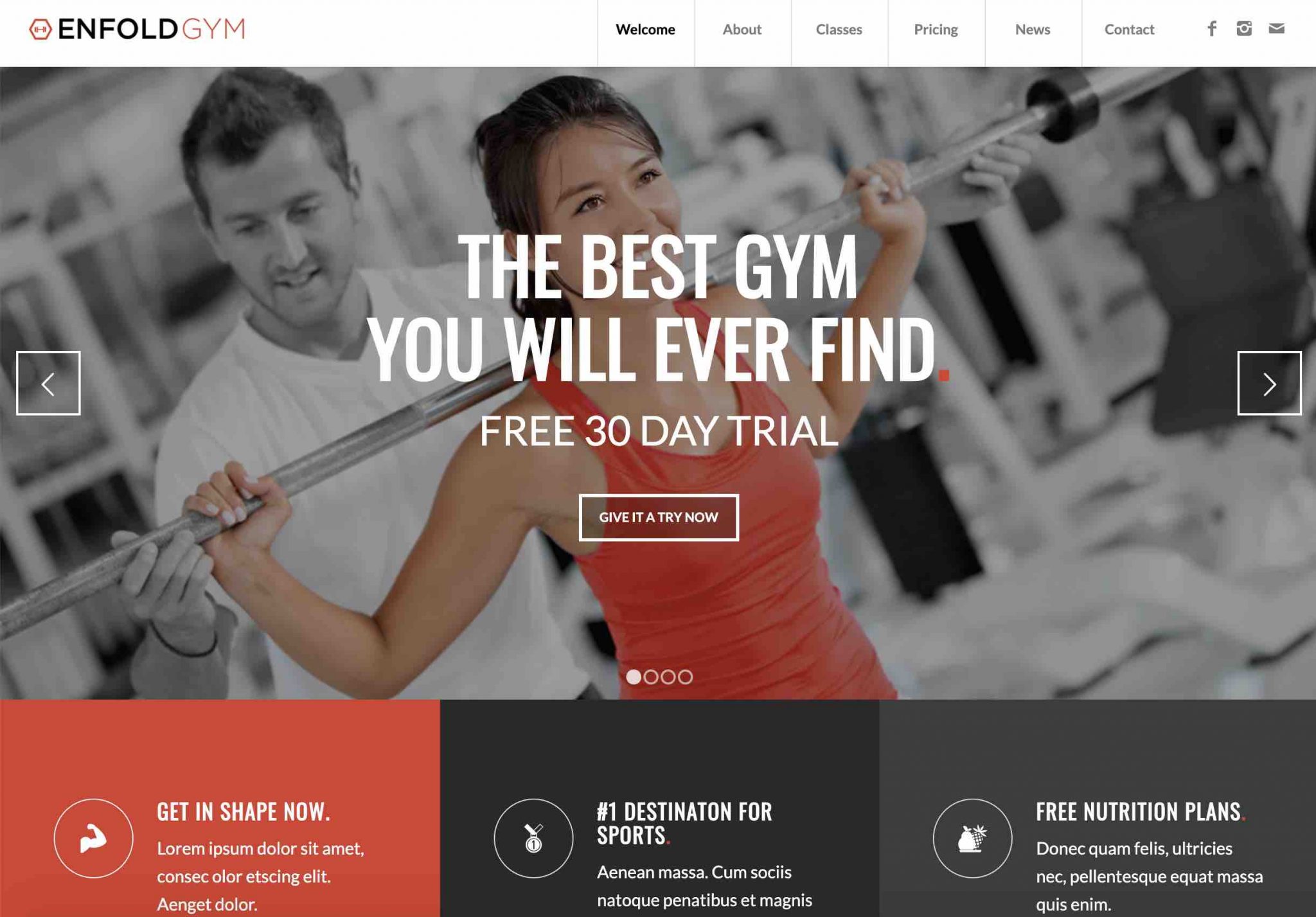 La démo Gym d’Enfold