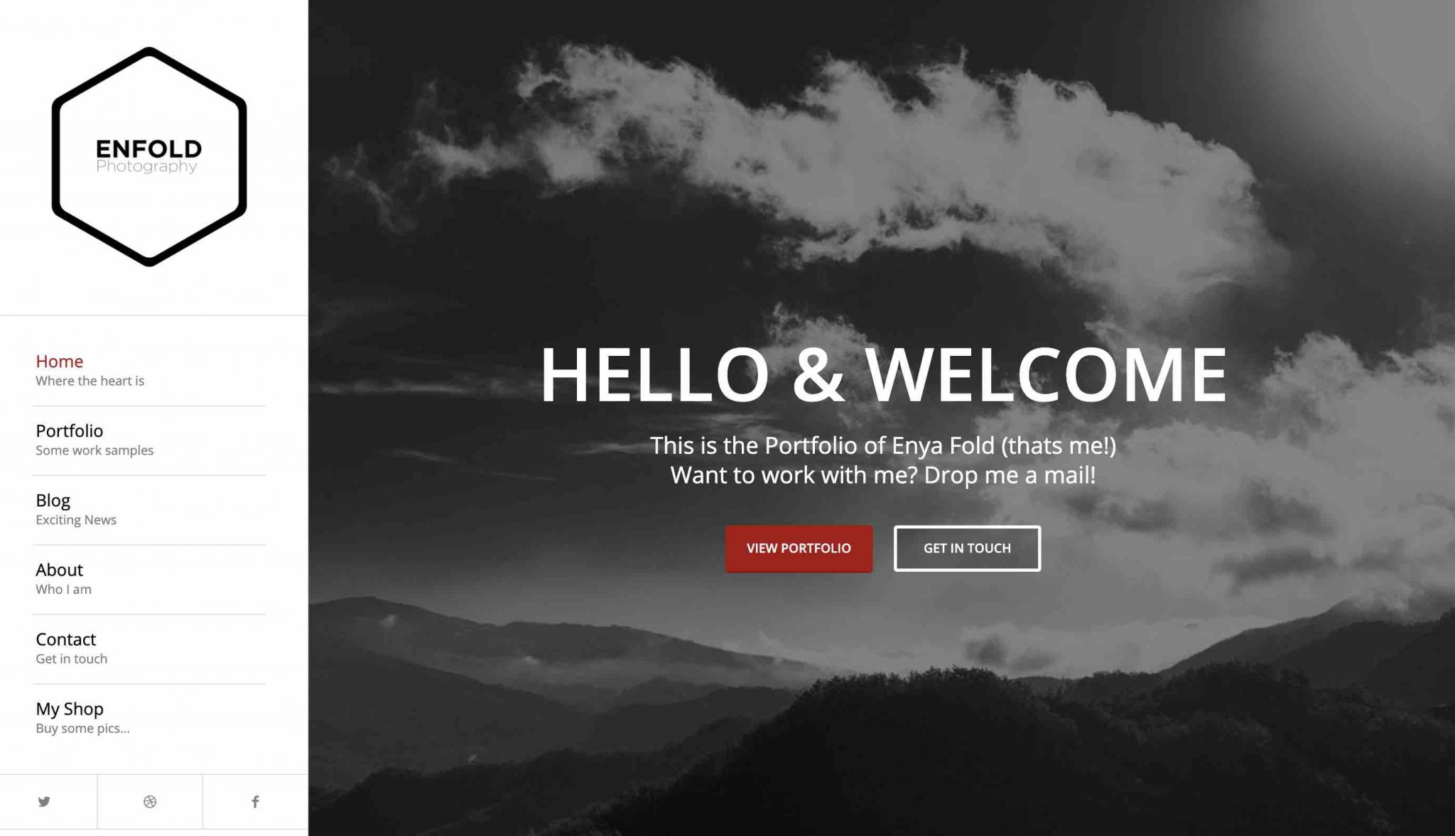 La démo Portfolio photographique d'Enfold