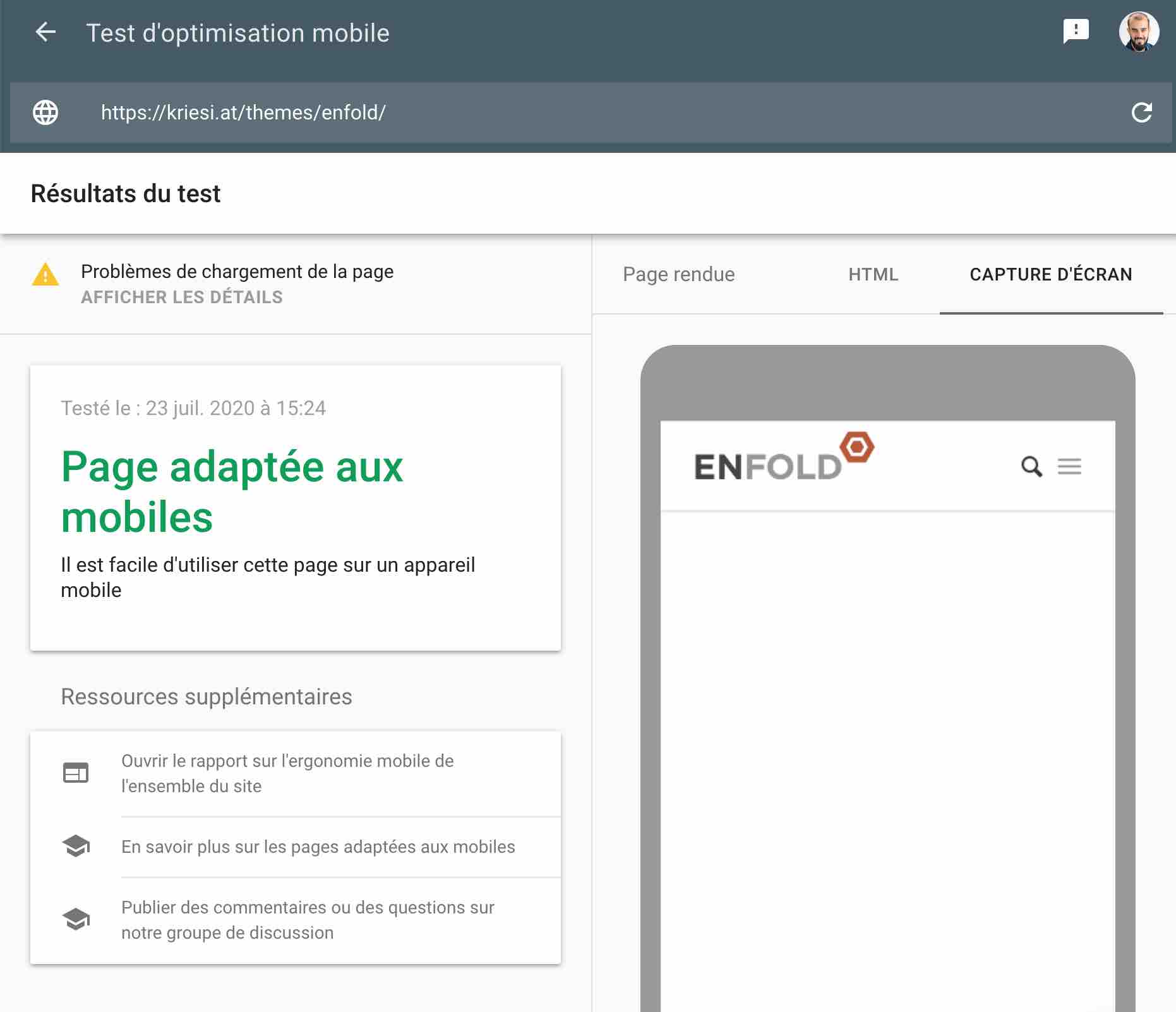 Test du responsive d'Enfold