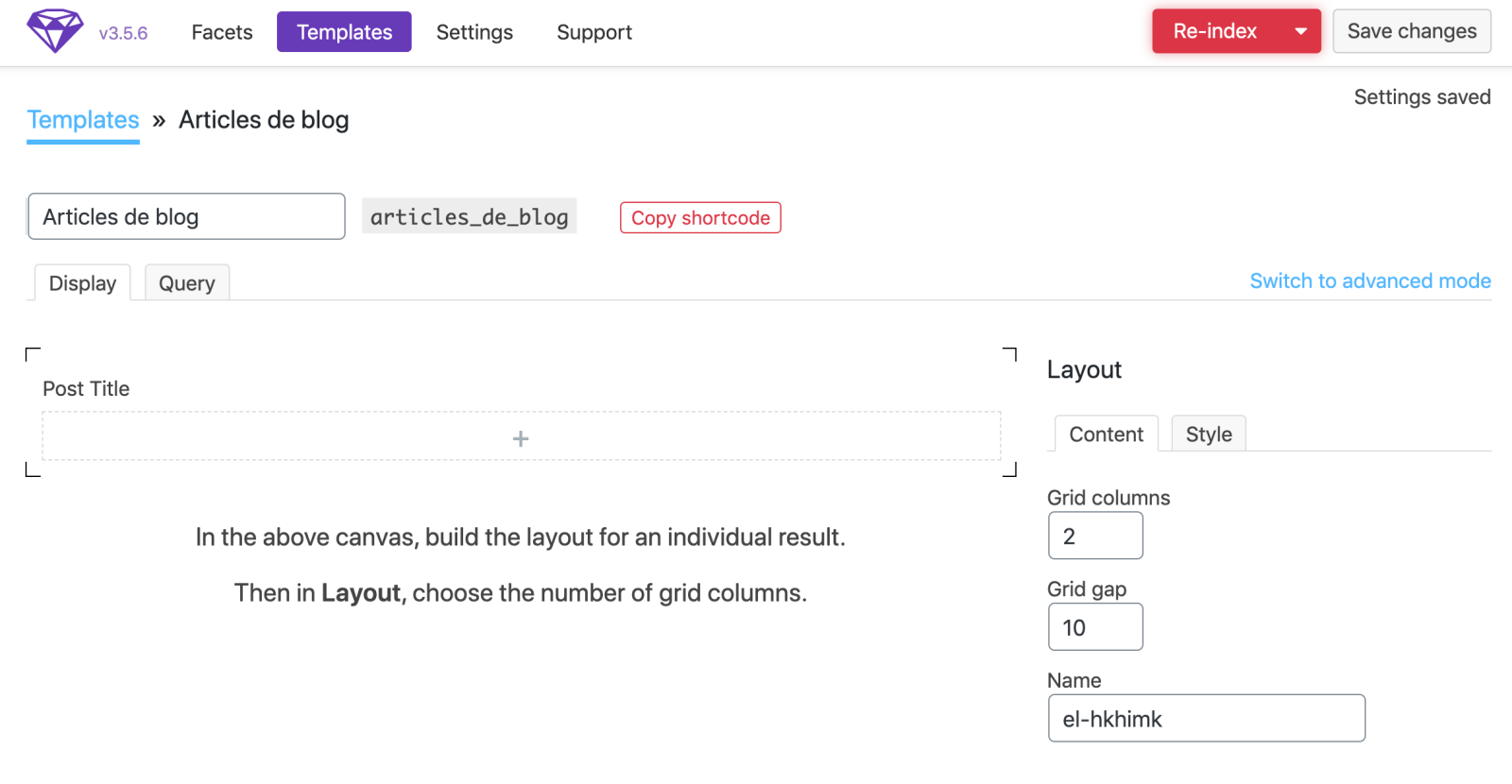 Modèle de page FacetWP