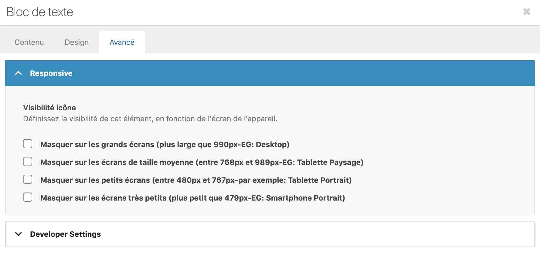 Réglages du responsive sur Enfold