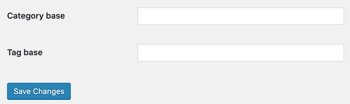 WordPress category base and tag base settings.