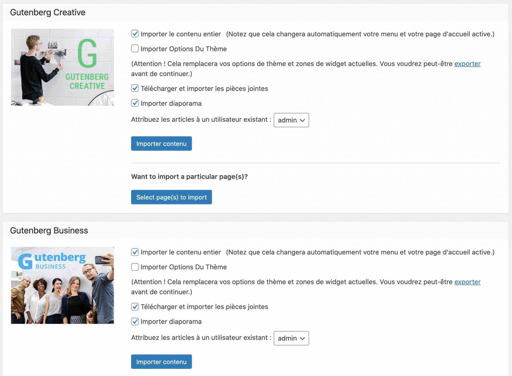 Démos Gutenberg sur The7