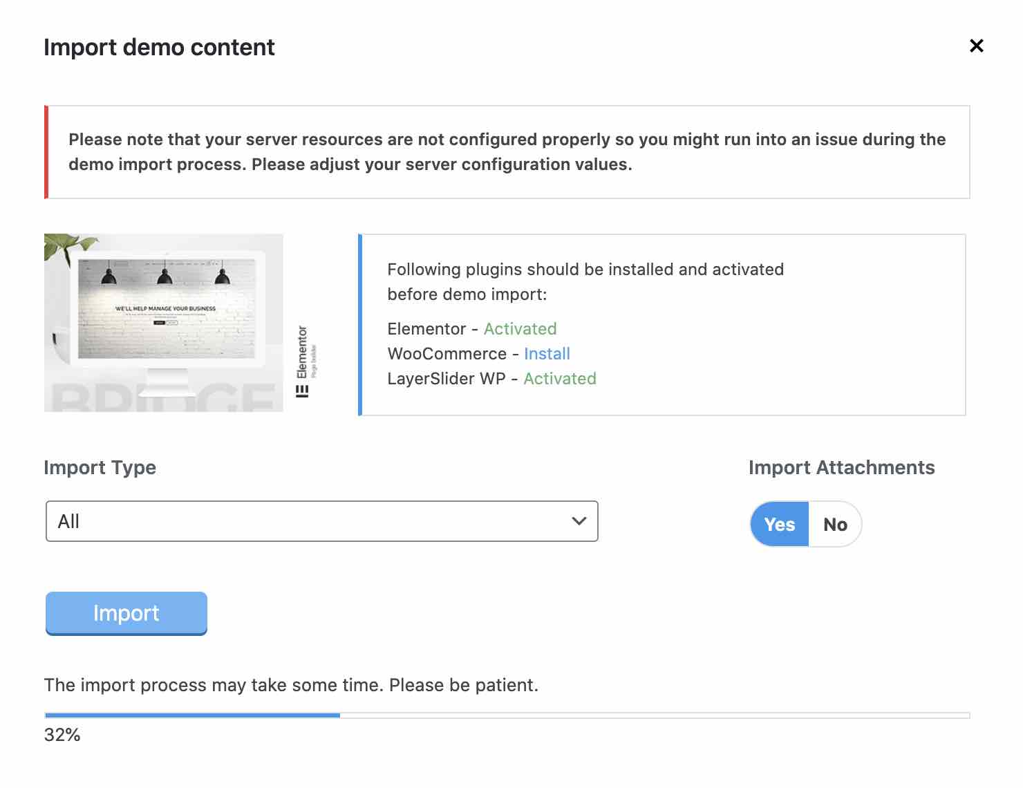 Import d'une démo de Bridge
