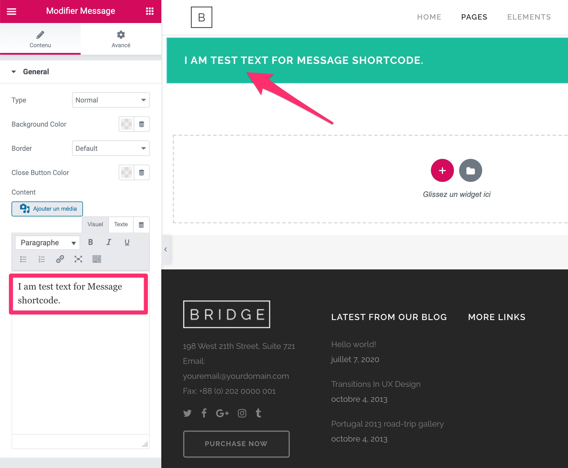Modification de Bridge avec Elementor