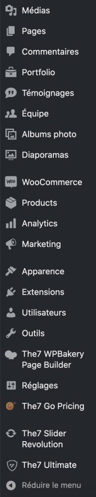 Tableau de bord The7