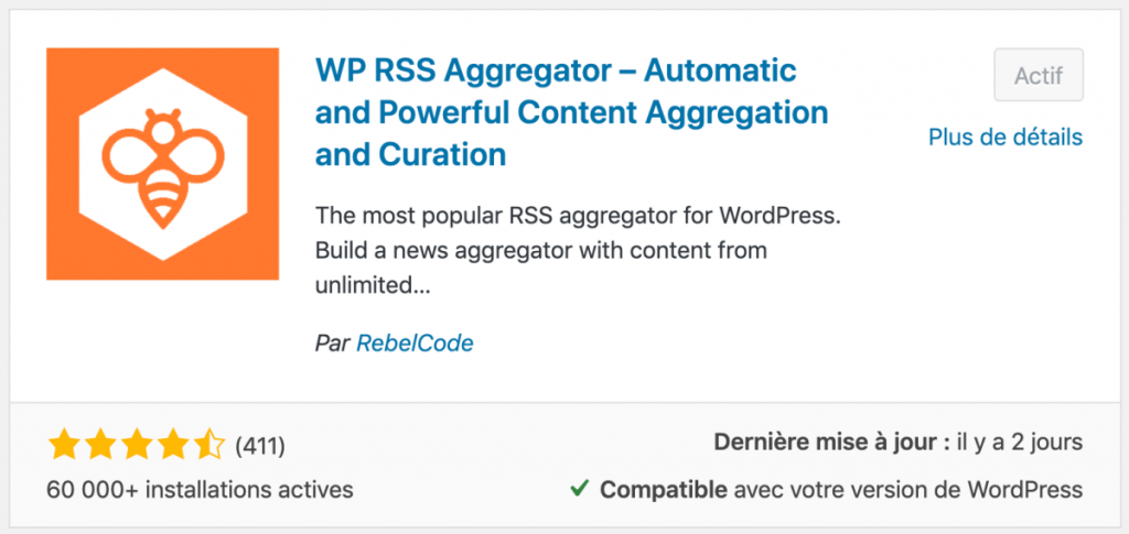 WP RSS Aggregator, plugin de flux RSS WordPress