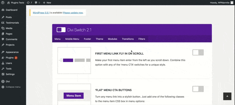 demonstration de divi switch