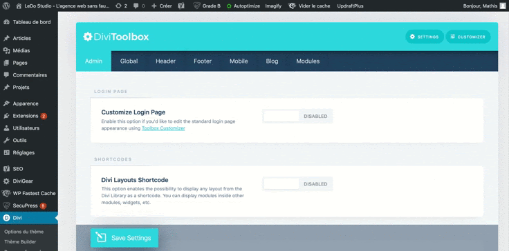 demonstration de divi toolbox