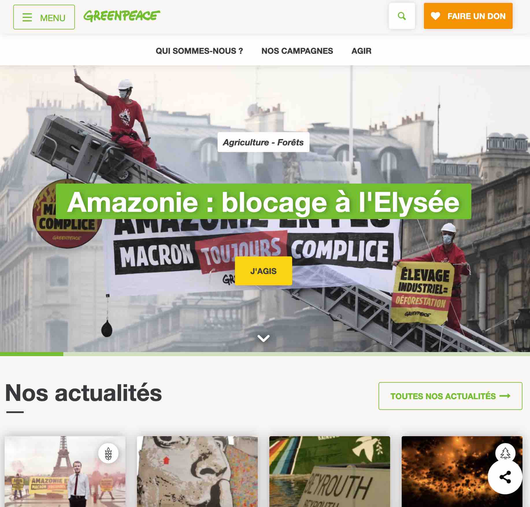 Le site web de Greenpeace France