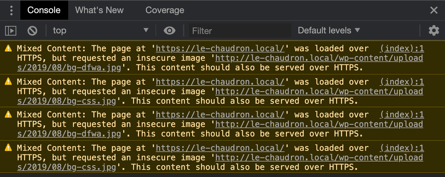 liste contenu mixte sur WordPress inspecteur