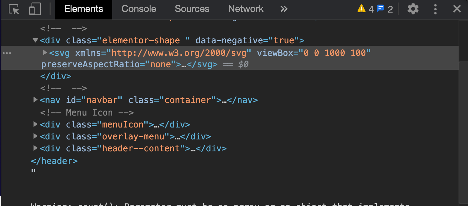 warning inspecteur de code Chrome