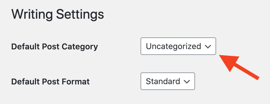 set a new default post category in the writing settings on wordpress