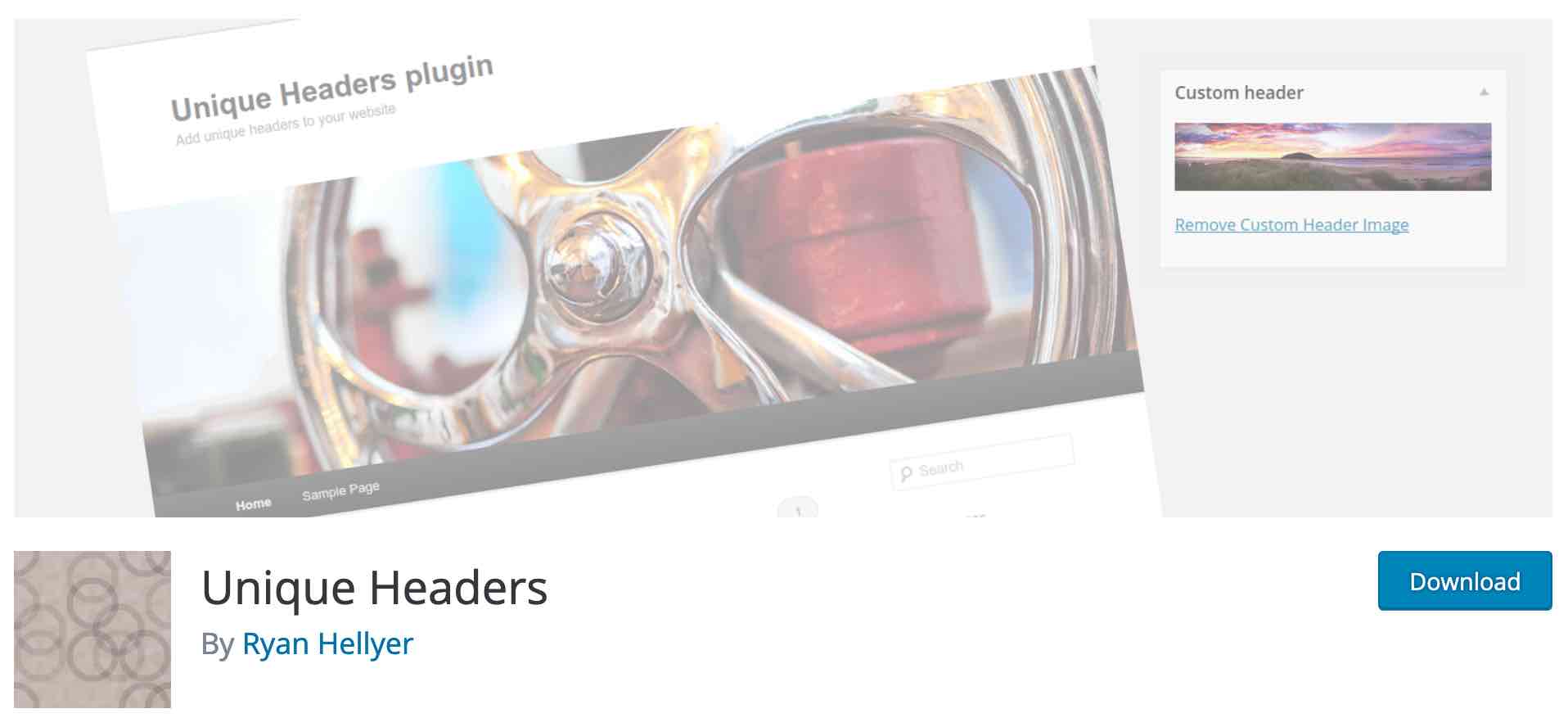 Unique Headers plugin on official wordpress directory