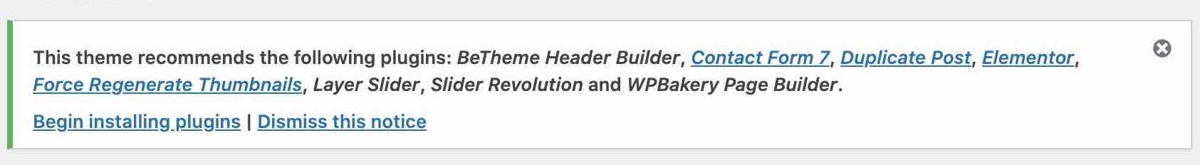 plugins recommended by BeTheme