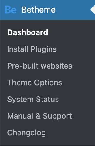 BeTheme menu and its sub-menus