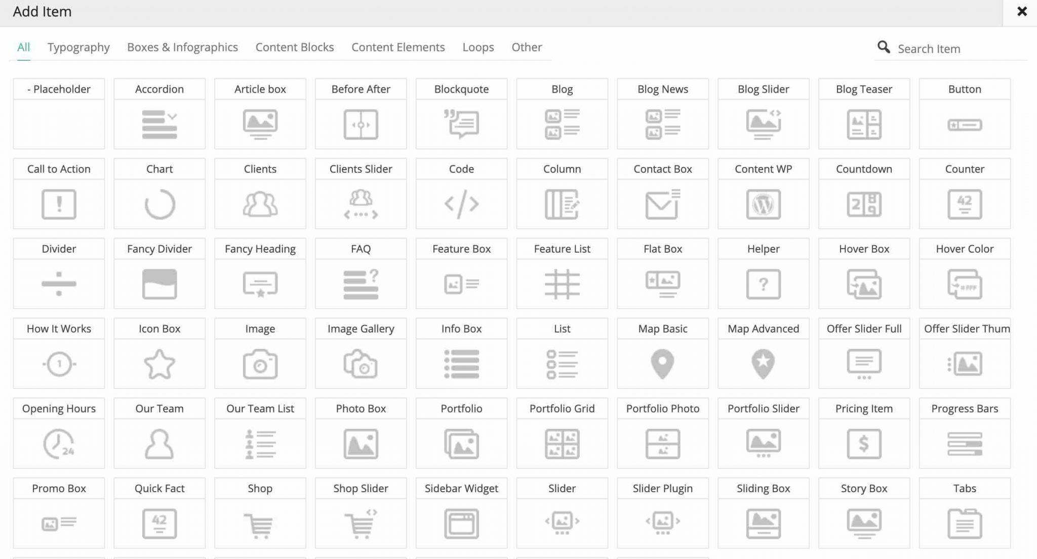 Items of the Muffin Builder