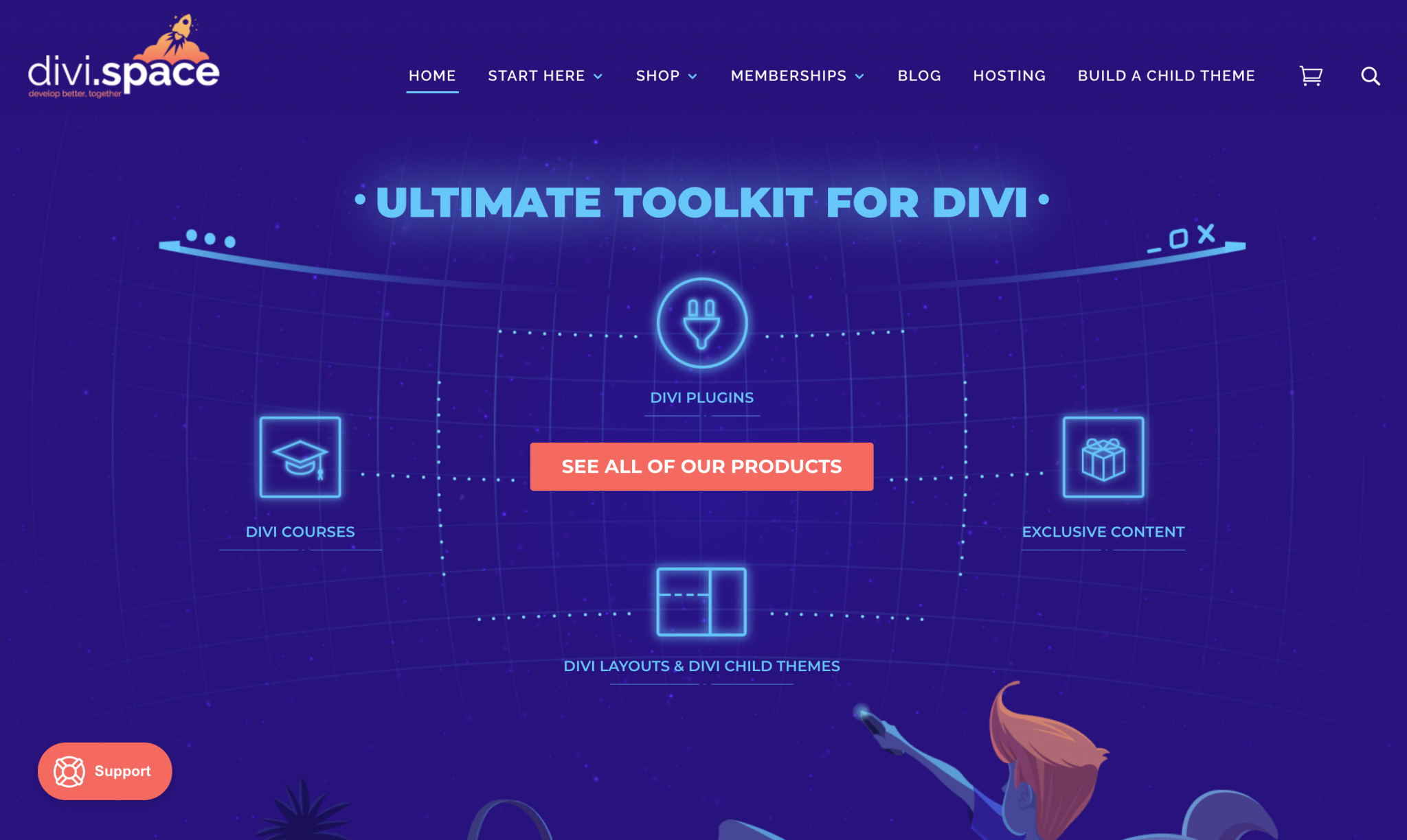 Page d'accueil du site Divi Space