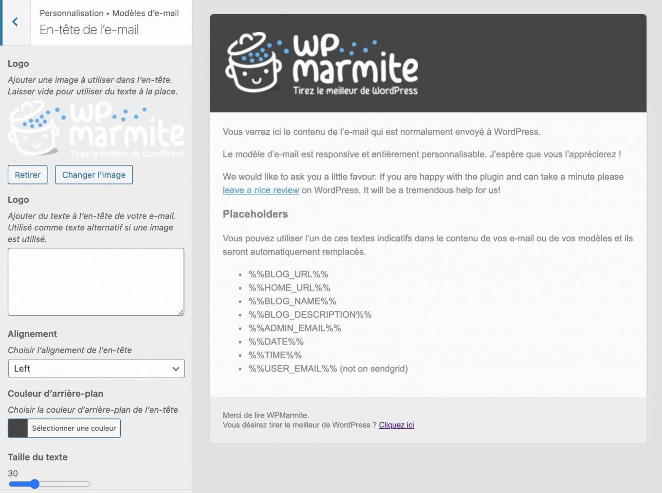 L'en-tête de l'e-mail