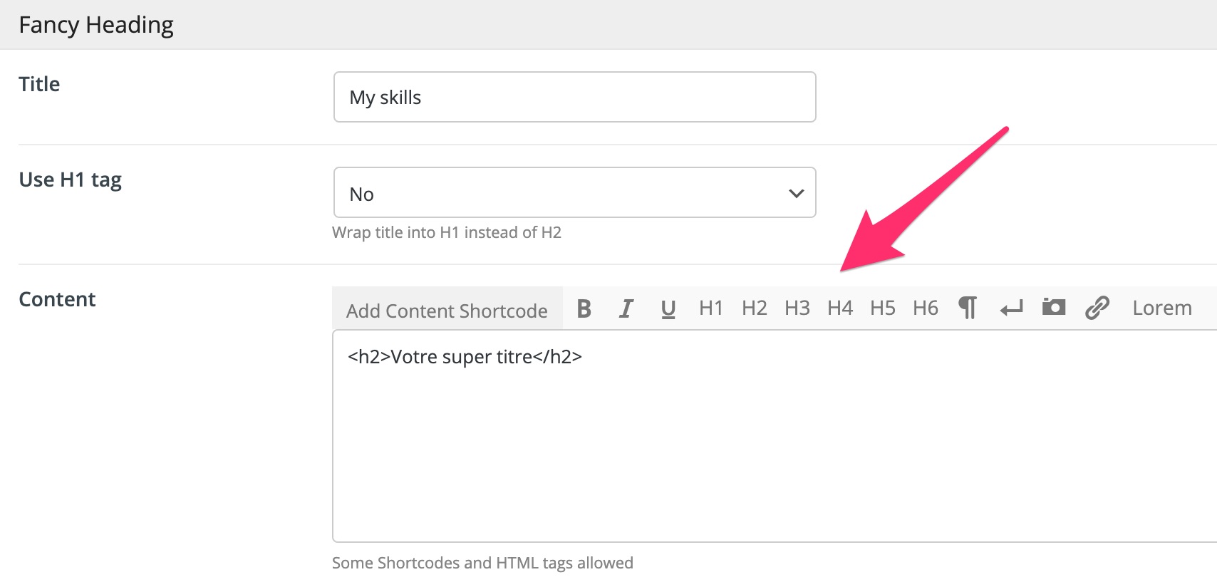 example of hn tag on BeTheme's Muffin Builder