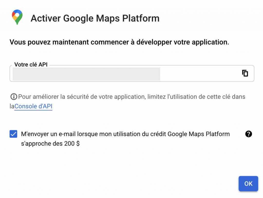 Activer Google Maps Platform