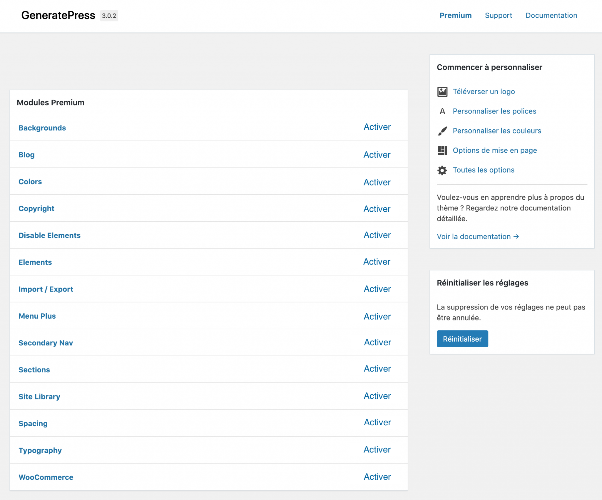 Les modules de GP Premium pour le thème GeneratePress sur WordPress
