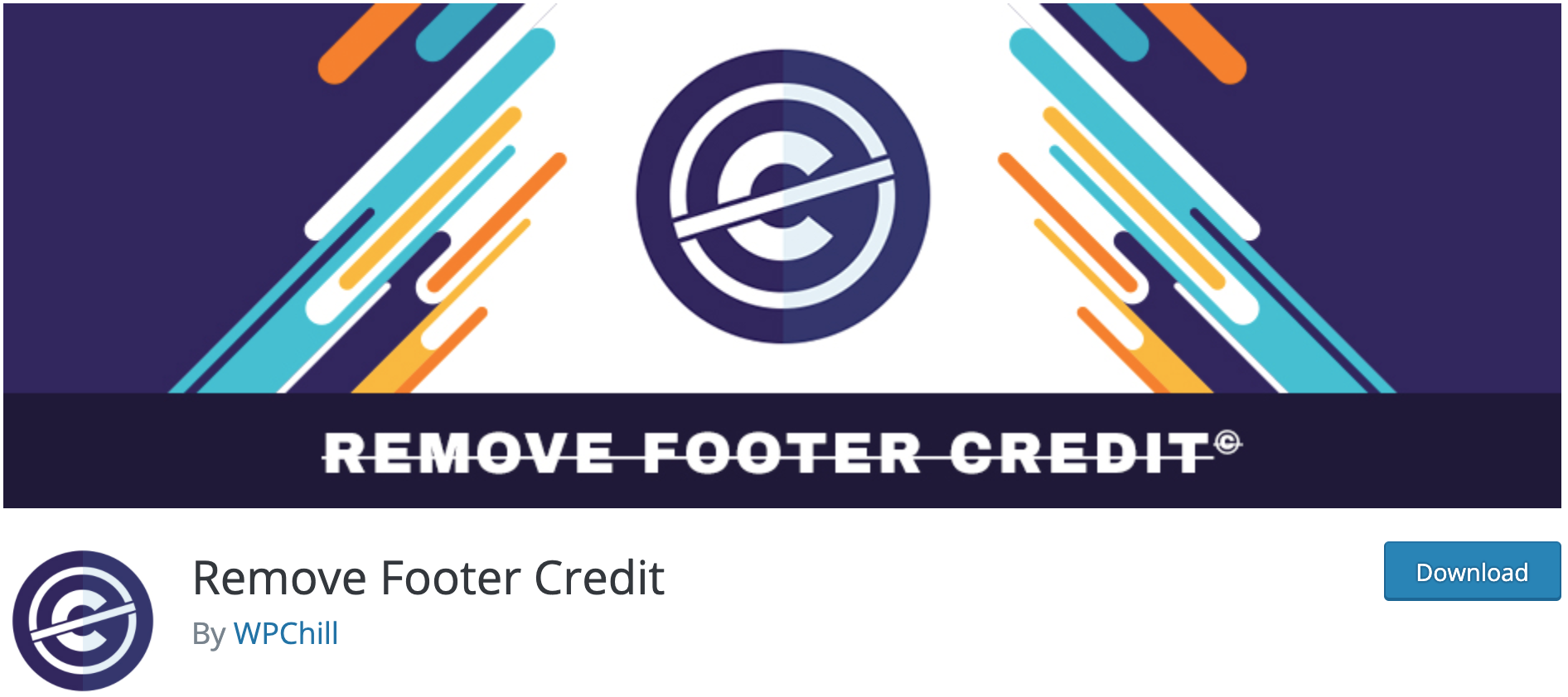 Remove footer credit plugin to download on the official WordPress directory