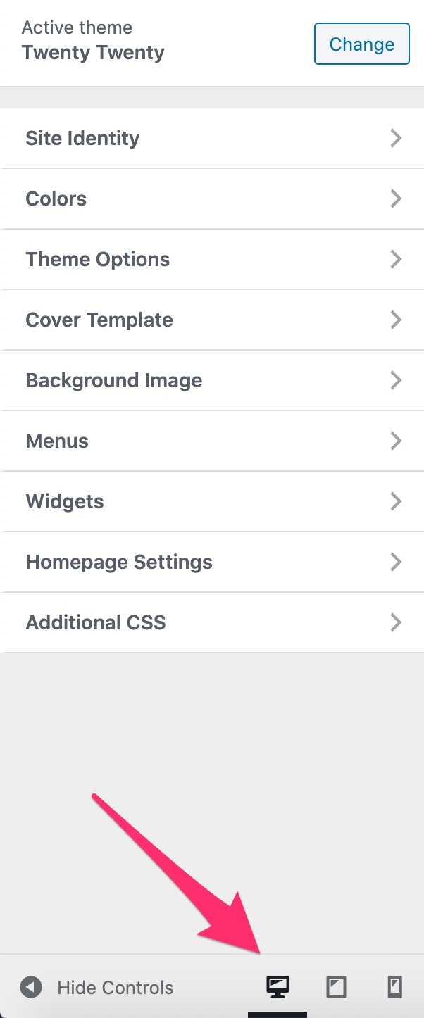 Responsive settings on the WordPress customization tool