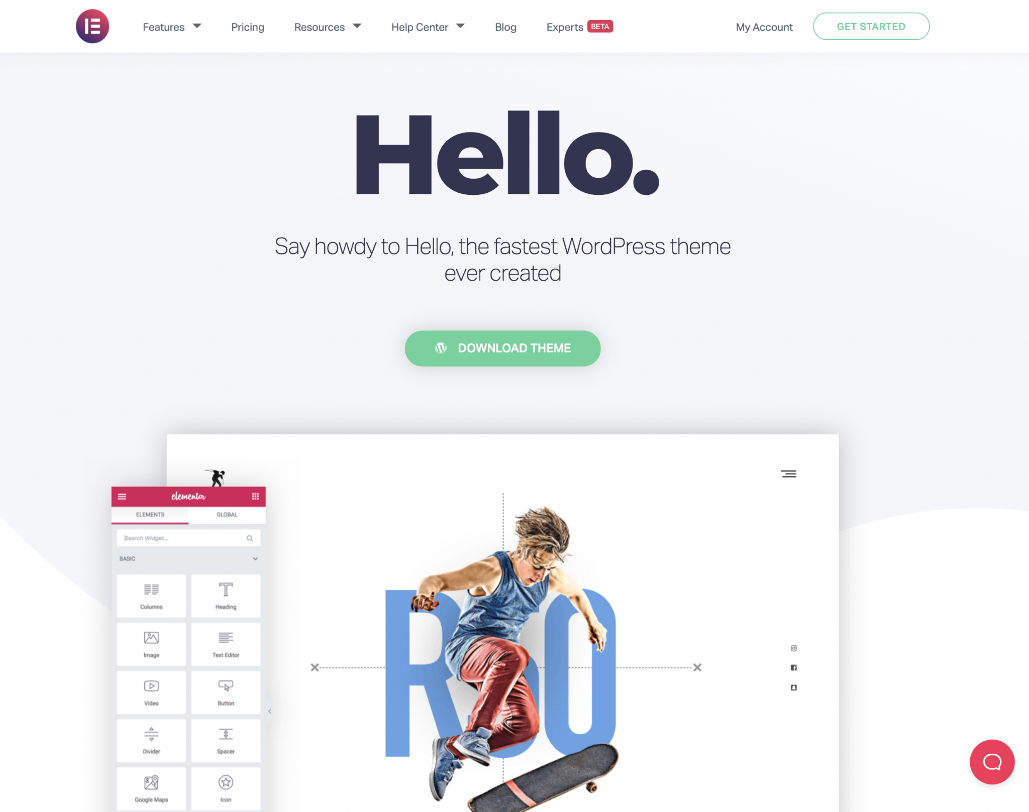Thème Hello d'Elementor