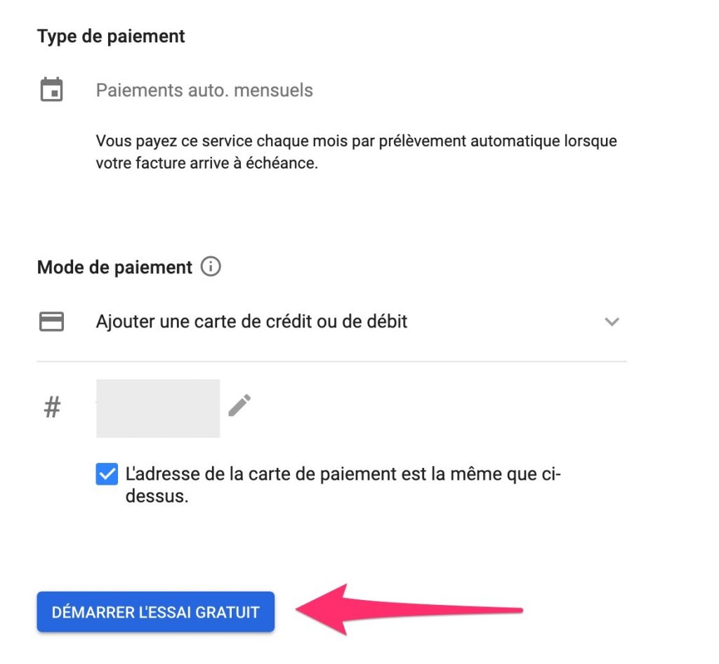 Type paiement Google Maps