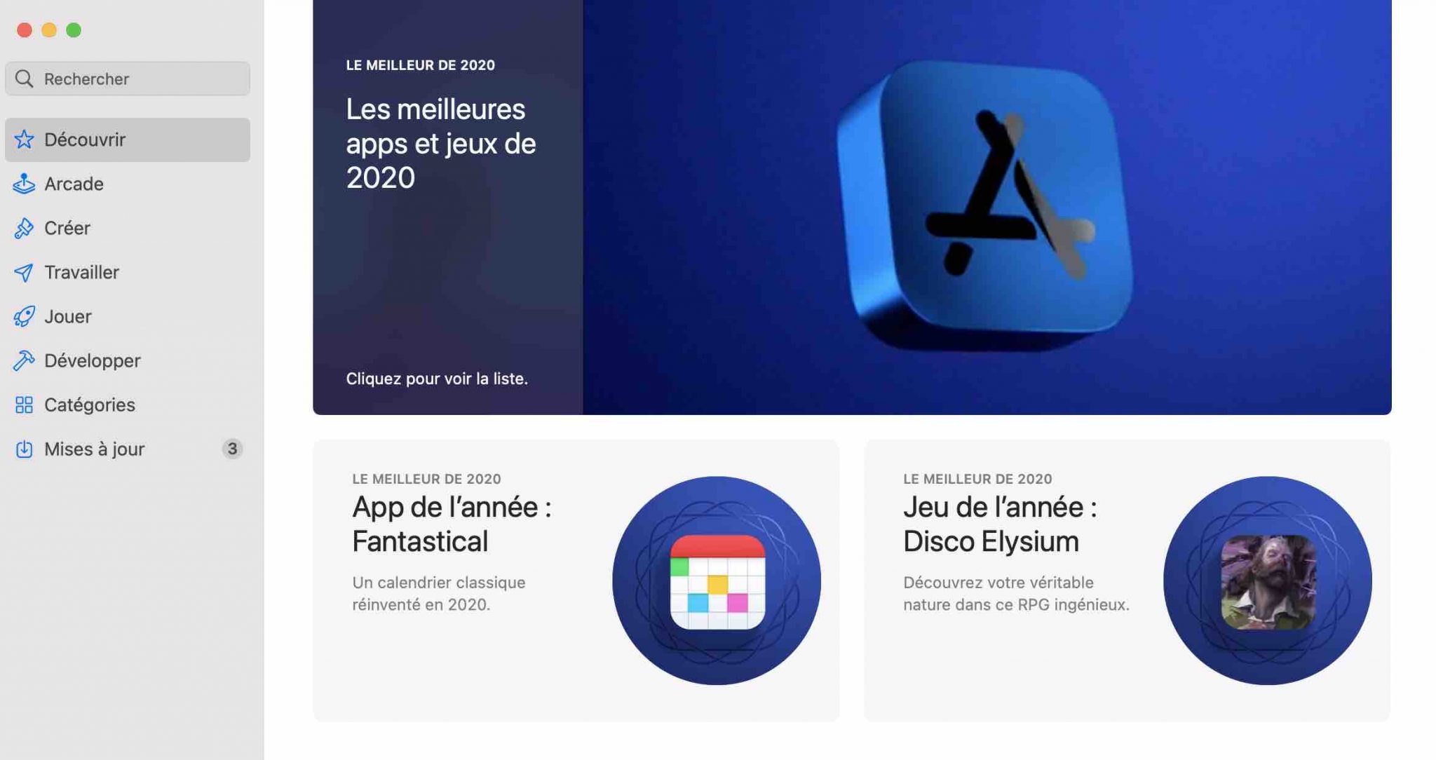 Page d'accueil de l'AppStore