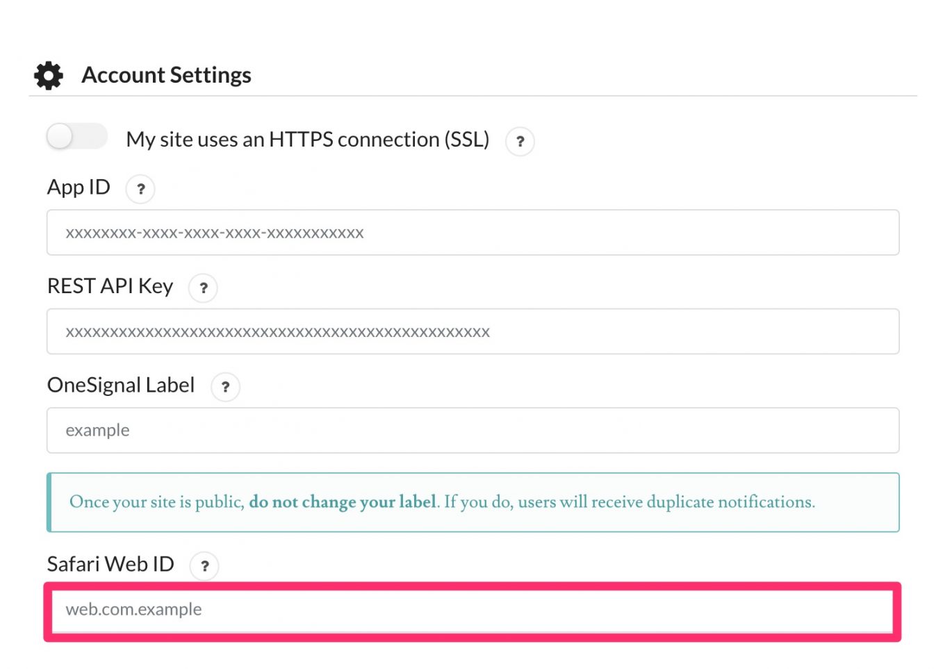 Ajout de l'ID Safari sur OneSignal