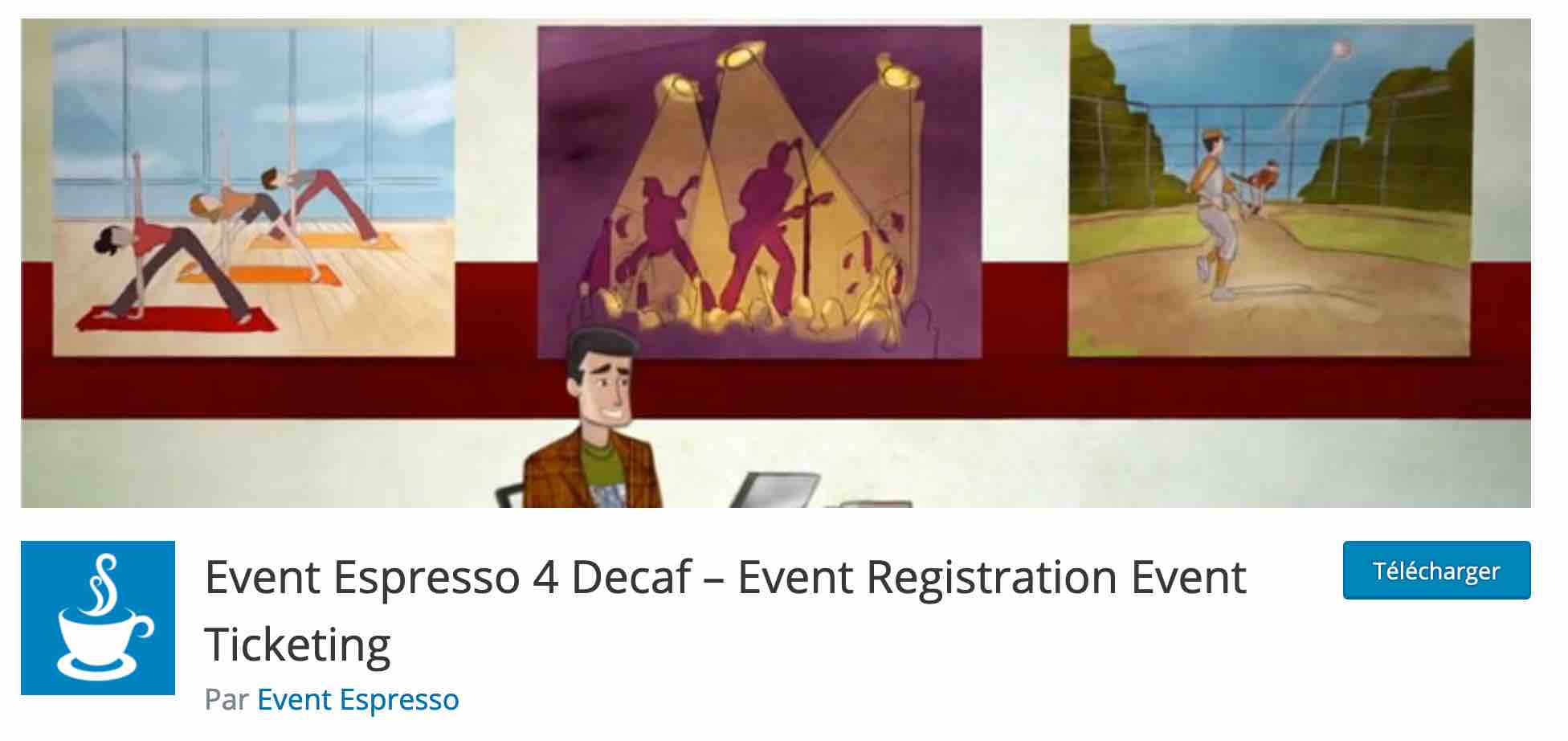 L'extension Event Espresso 4 Decaf sur le répertoire officiel WordPress.