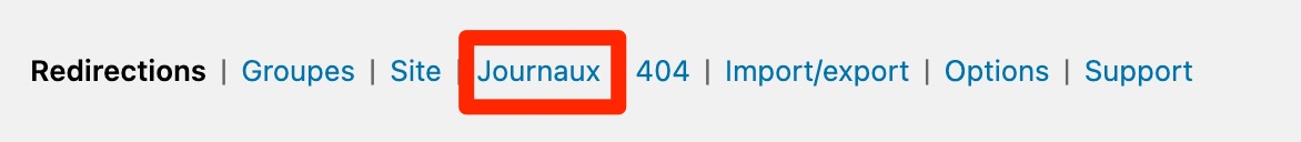 L'onglet Journaux sur Redirection