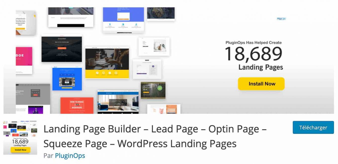 L'extension Landing Page Builder sur WordPress.
